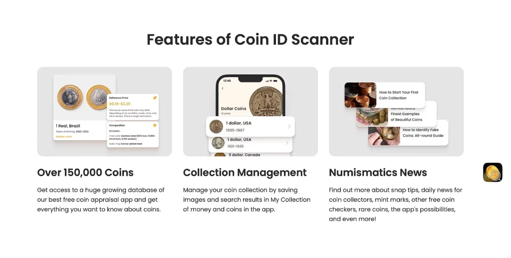 A screenshot that shows the Coin ID Scanner’s main features.
